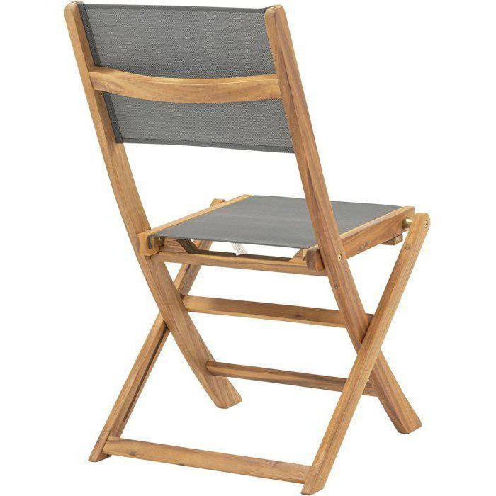 Set aus 4 Gartenstühlen aus FSC-Akazienholz und Sitz aus Textilen — 50 x 57 x 90 cm — Grau