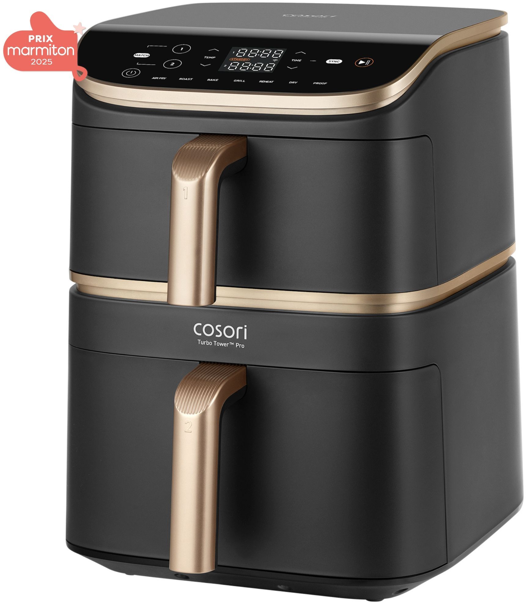 Friggitrice senza olio COSORI - Turbo Tower Pro Smart - Capacit� 10,8 l - 2 vasche - 7 programmi - 2630 W - Nero