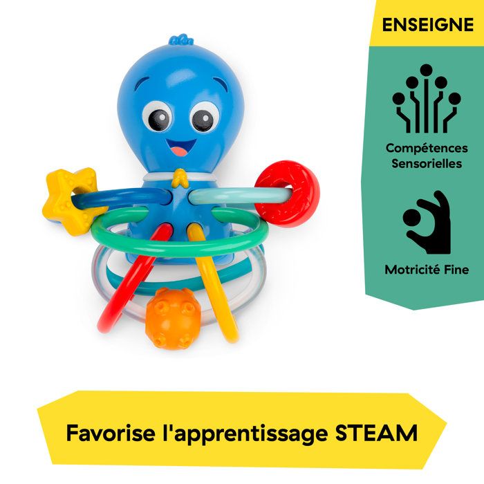 BABY EINSTEIN Ocean Explorers Opus' Shake & Soothe Massaggiagengive, giocattolo e sonaglio, dalla nascita