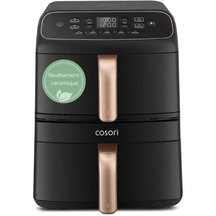 Friggitrice ad aria compatta COSORI Turbo Tower� - Capacit� 8,6 l - 2 vasche - 5 programmi - 2630 W - Nero