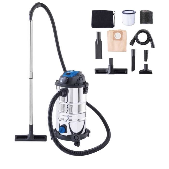 Aspirapolvere per solidi e liquidi VC30 Premium - 1500 W - Serbatoio in acciaio inox da 30 l - SCHEPPACH