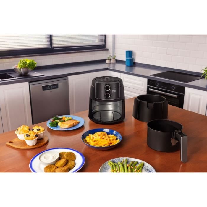 Friggitrice multifunzione senza olio - BEKO - FRL2242B - 1500 W - 3,9 L per 0,8 kg di patatine - Temporizzatore spegnimento circuito - Nero