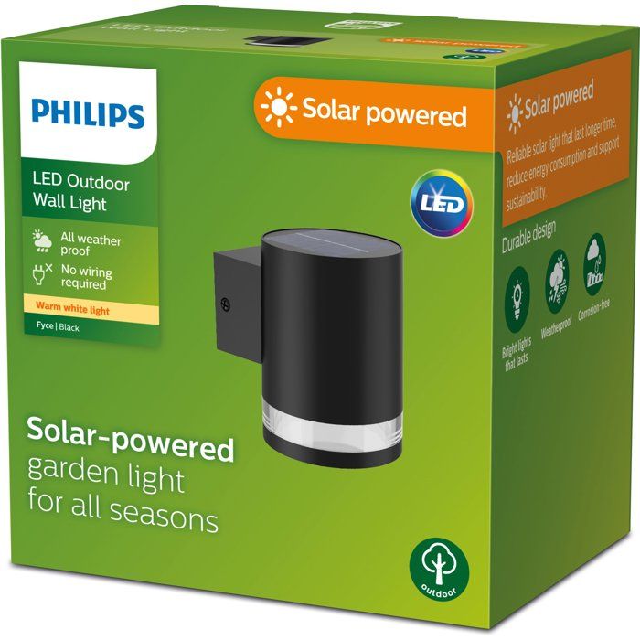 Applique da parete - PHILIPS - Fyce - ad energia solare - nera