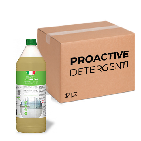 Packung mit 12 Packungen ProActive Lux Supremo Bodenreiniger 1 Liter