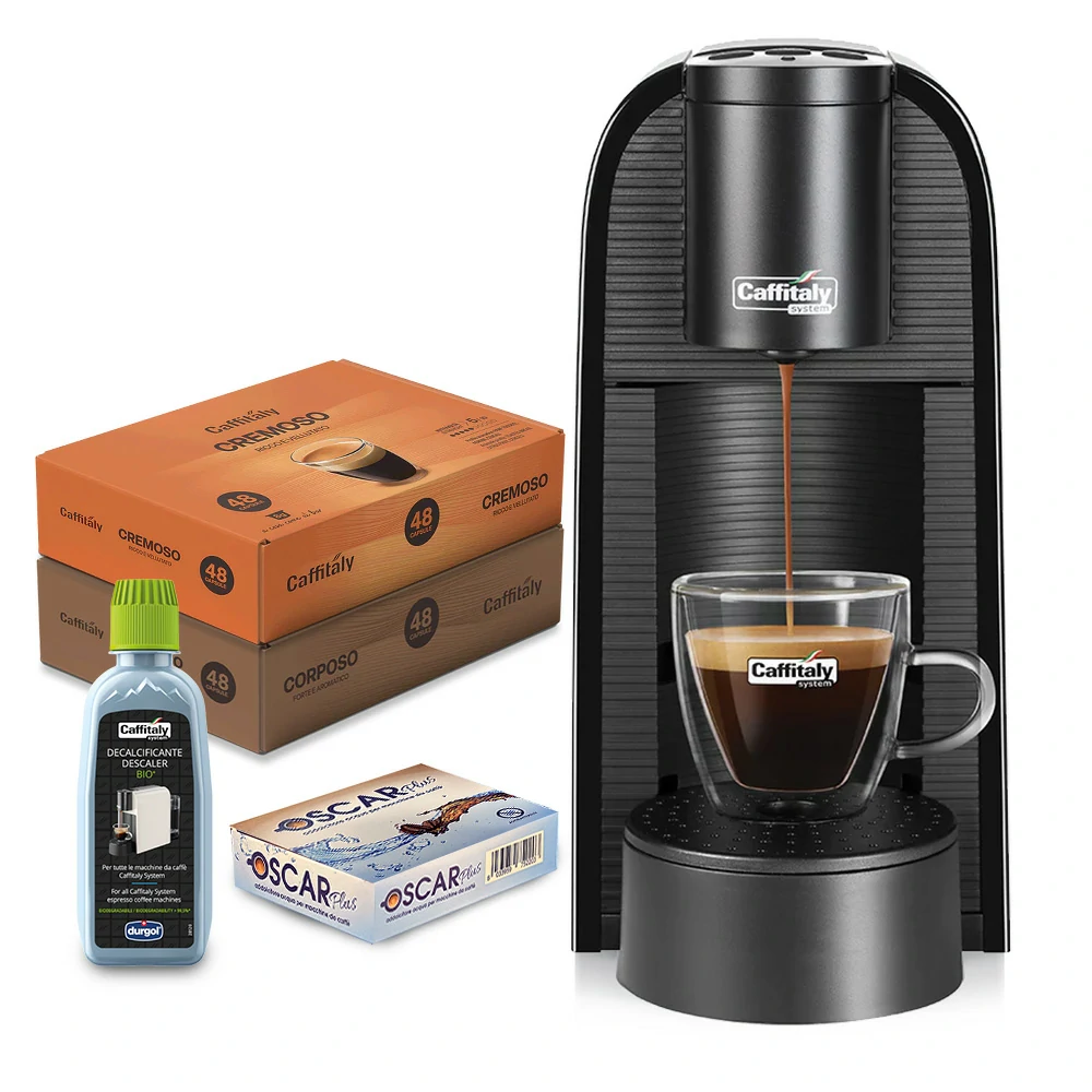 Caffitaly Volta Macchina da caffè con 96 capsule e kit pulizia - Nera