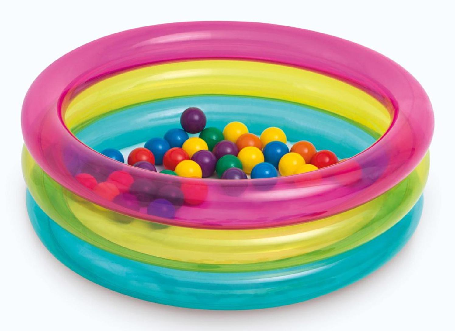 INTEX BABYBECKEN MIT DREI RINGEN UND RUNDEN BÄLLEN 1/3 JAHRE 86x25 48674