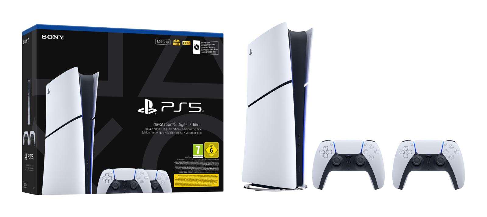 SONY PS5-KONSOLE SLIM 825 GB, WEISS, DIGITAL, MIT 2 CONTROLLERN, WEISS
