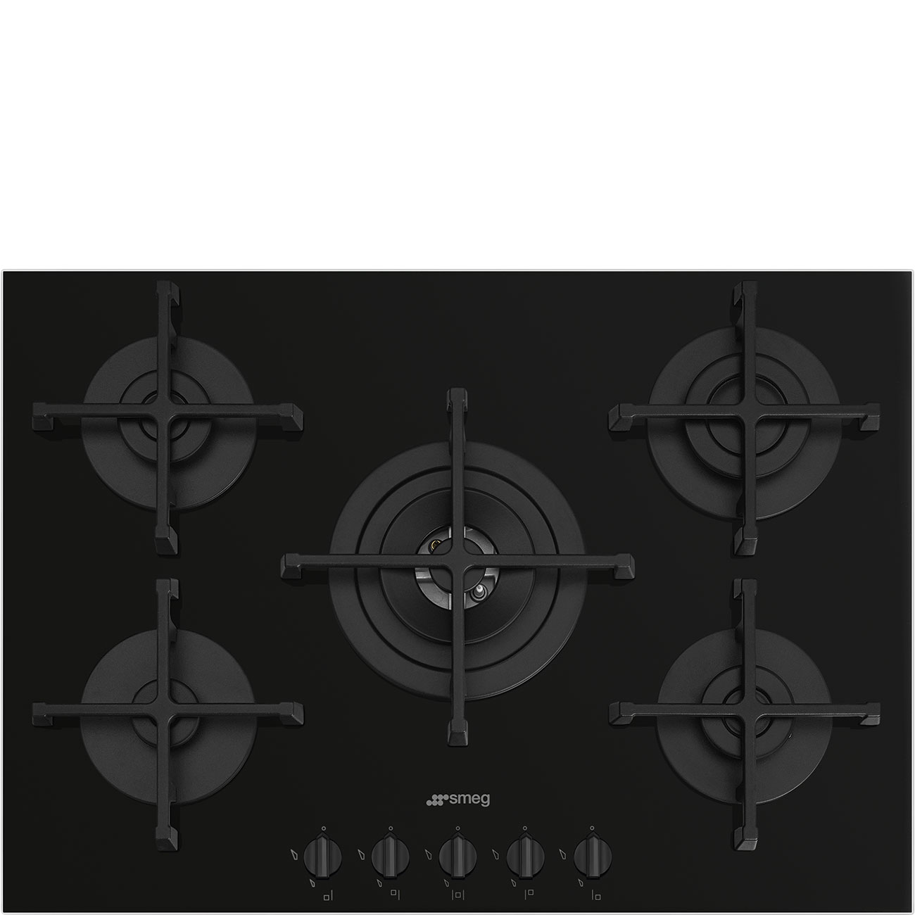 SMEG 5-ZONE BUILT-IN GAS COOKTOP WITH GLASS 70/75CM BLACK PV275B