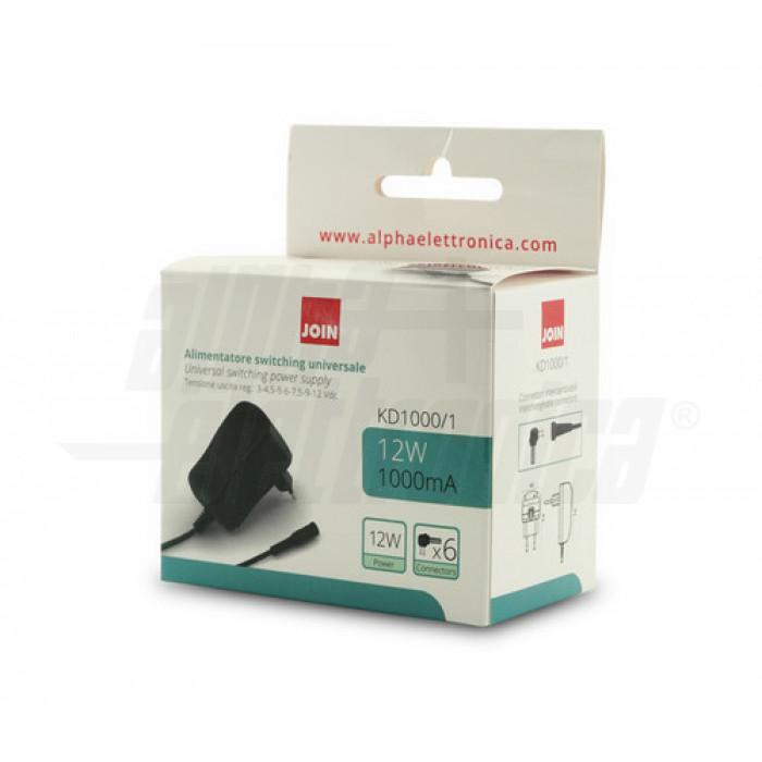 ALPHA ALIMENTATORE 12W A1 3/4,5/5/6/7,5/9/12V 6 CONNETTORI KD1000/1