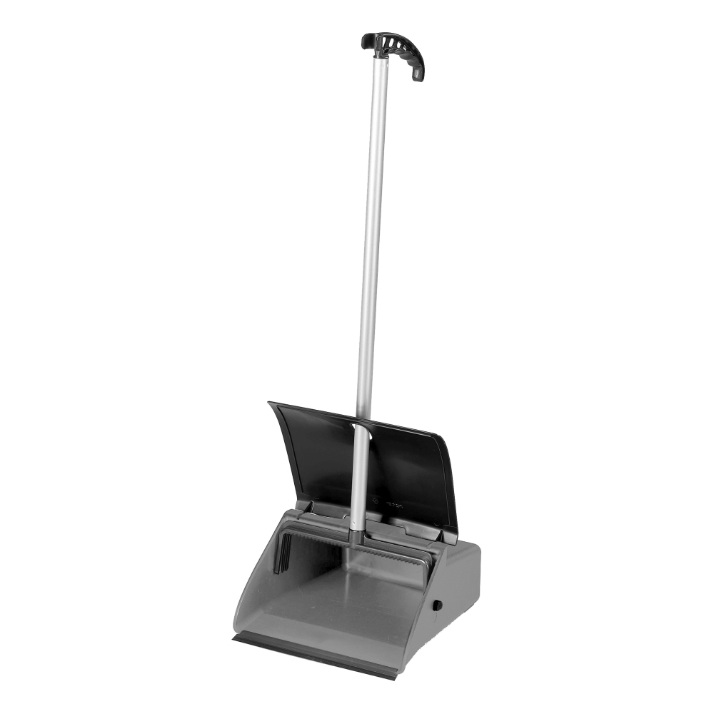 Kehrschaufel mit Clip, Deckel und grauem Griff
