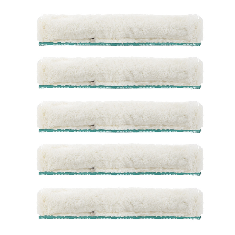 Packung mit 5 weißen Schutzhüllen für Fensterwascher aus Polyester, 35 cm