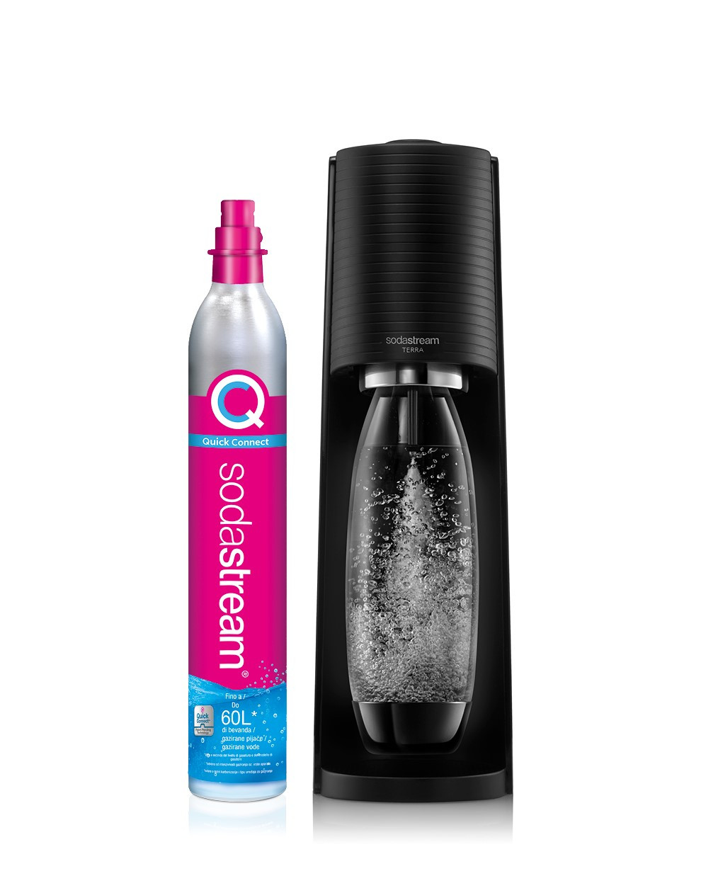Sodastream Terra schwarzer Karbonator mit Flasche