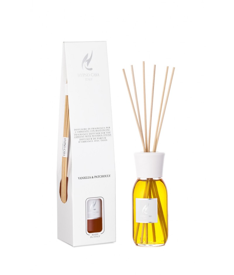 Raumdiffusor mit Stäbchen 100 ml. Vanille und Patchouly