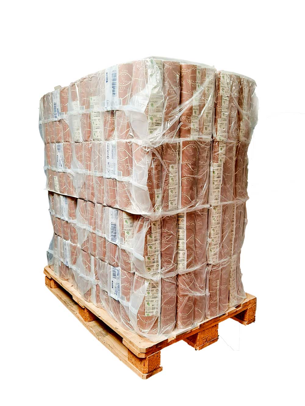 Palette mit 192 Packungen mit jeweils 6 Rollen bandagiertem Toilettenpapier von Enatural