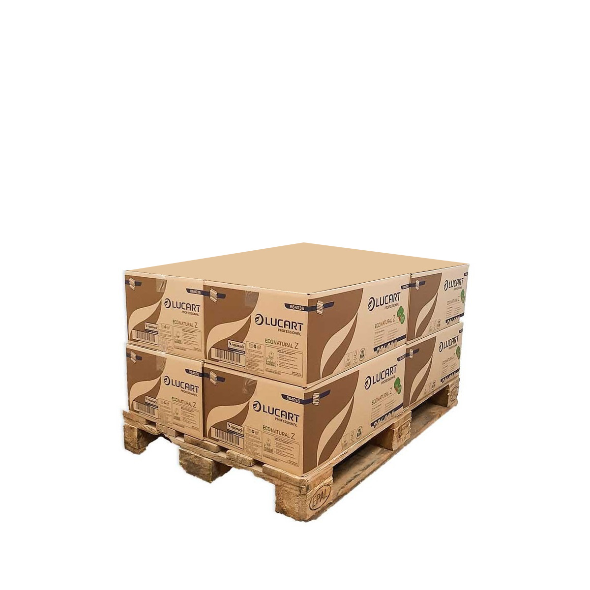 Verpackung: 8 Schachteln mit Papiertüchern, in Z gefaltet, mit 18 Packungen Eco Natural