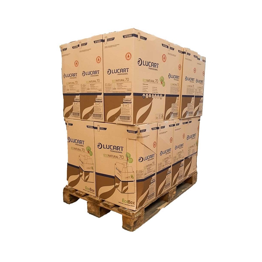 Palette mit 18 Packungen mit 6 Rollen Eco Natural 70 Joint medizinisches Blatt