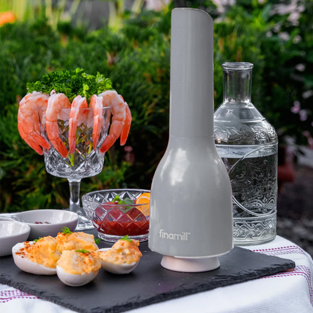 Finamill Stone batteriebetriebene elektrische Gewürzmühle mit 2 Behältern