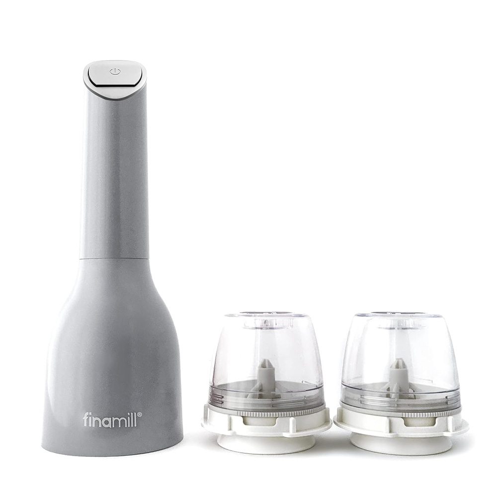 Finamill Stone batteriebetriebene elektrische Gewürzmühle mit 2 Behältern