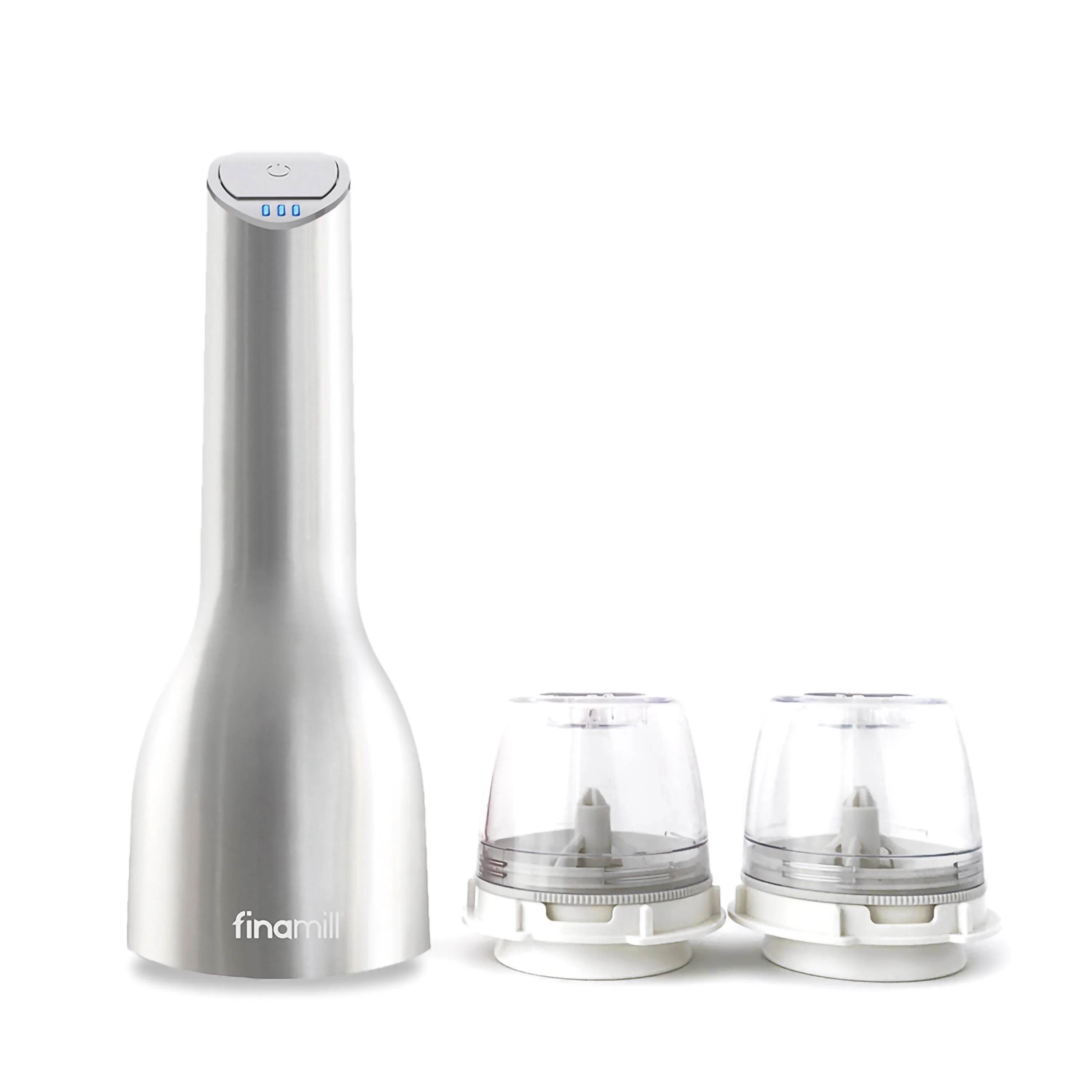 Finamill elektrische Gewürzmühle aus Edelstahl zum Nachfüllen mit 2 Behältern