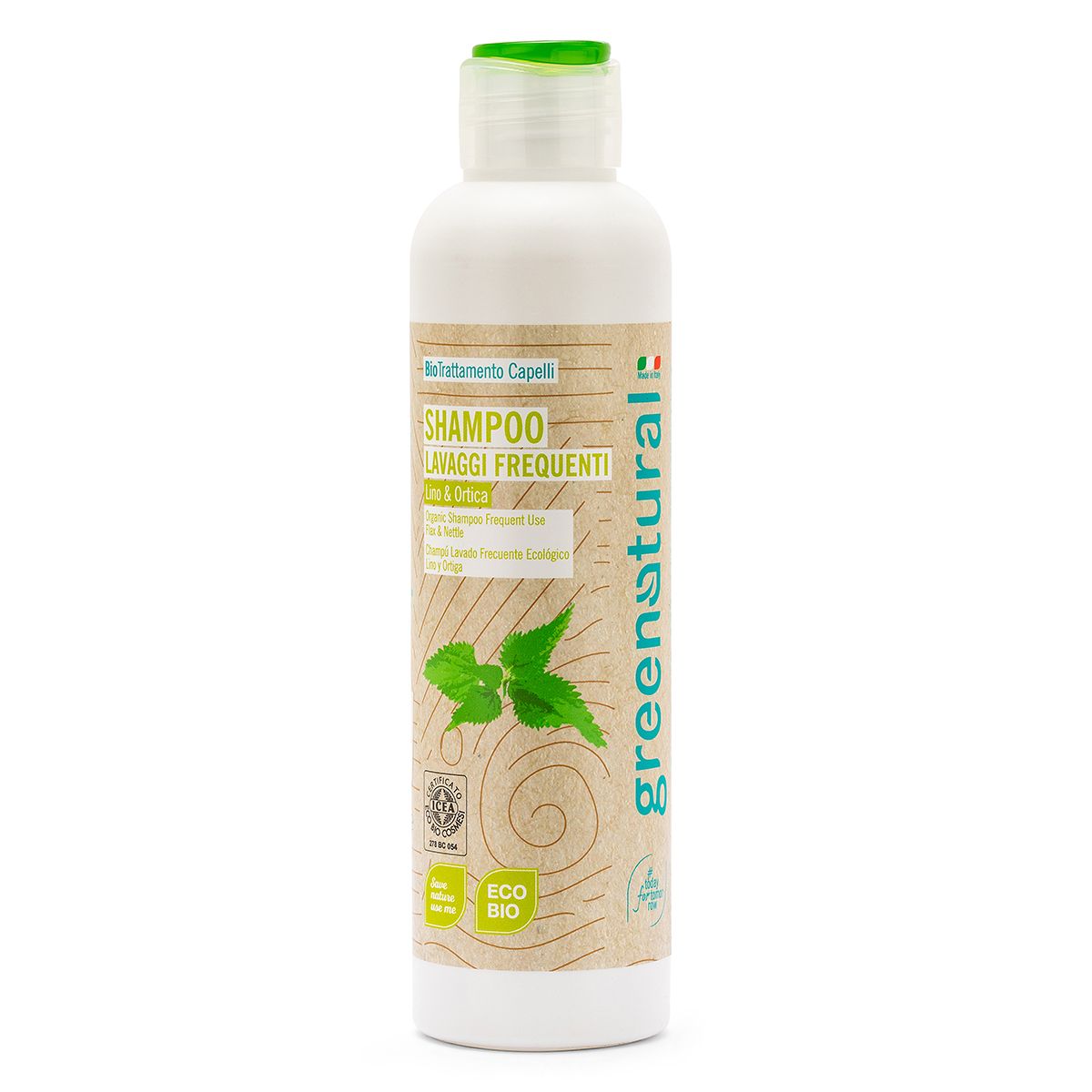 Öko-Bio Shampoo für häufiges Waschen von Flachs und Brennnessel 250 ml.