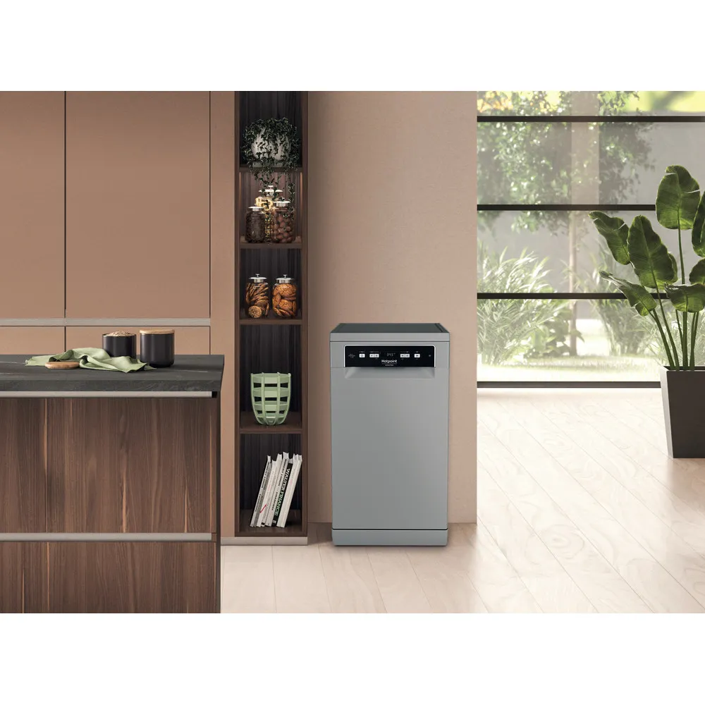 Hotpoint 45 CM 10COPER freistehender Geschirrspüler. C, SILBER, HA3FC10BS7A0S