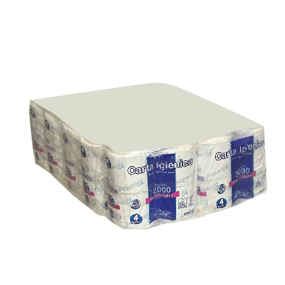 Verpackung: 10 Packungen Toilettenpapier, 4 Rollen, 2000 Jahre, Paperdi