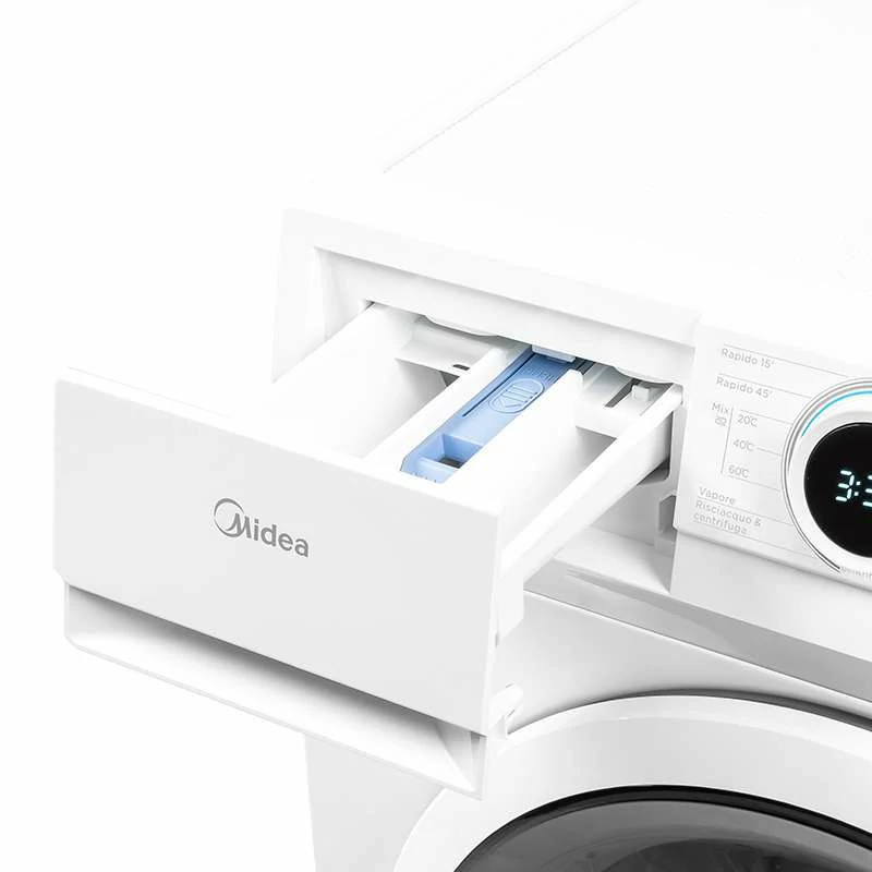 Midea LUNAR DAMPFINVERTER, 1400 U/min, 9 kg, Waschmaschine MF100W90BA/W-IT