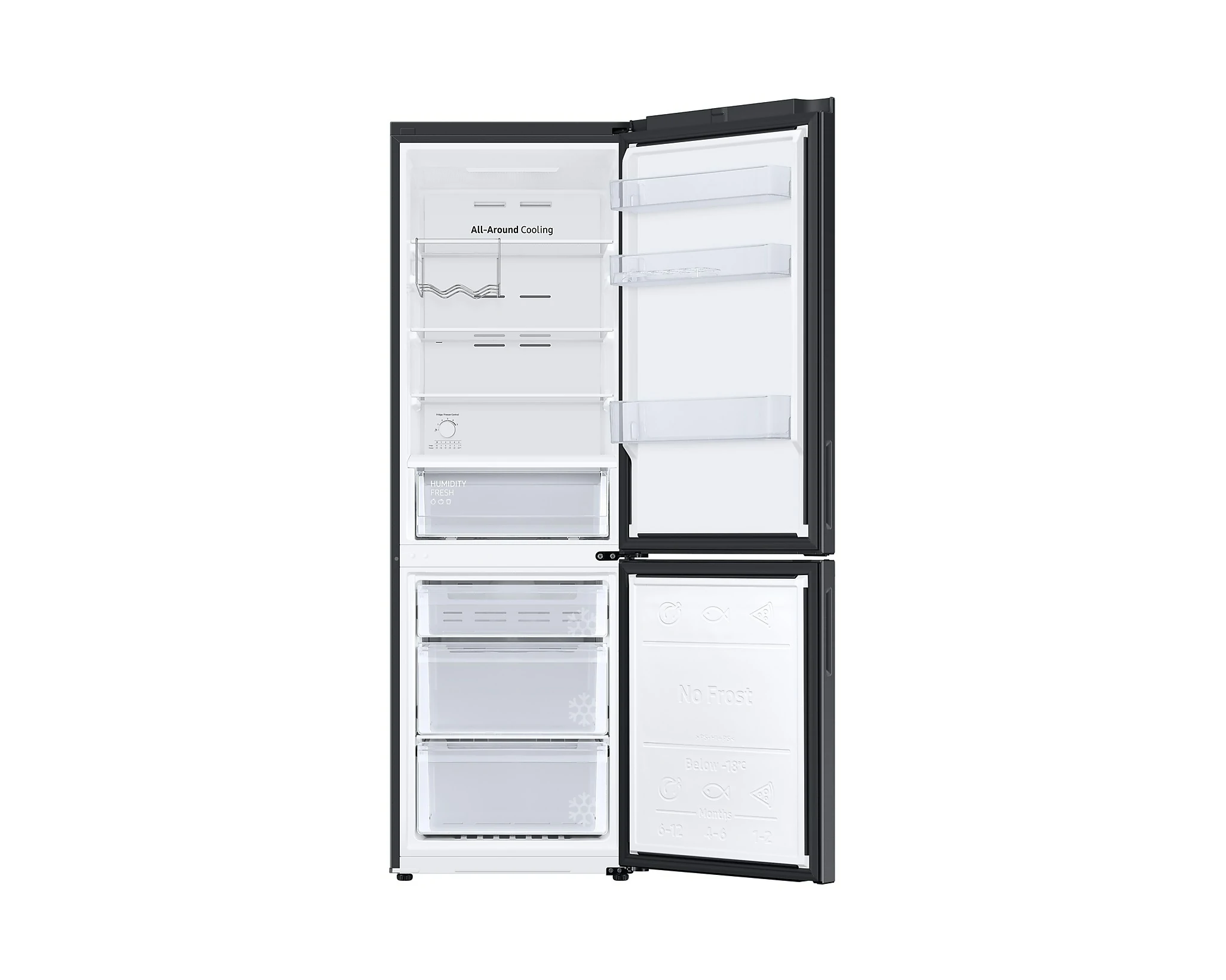 Samsung No Frost 344 LT Kombi-Kühlschrank, 60 cm UND SCHWARZ, RB33B612EBN/EF