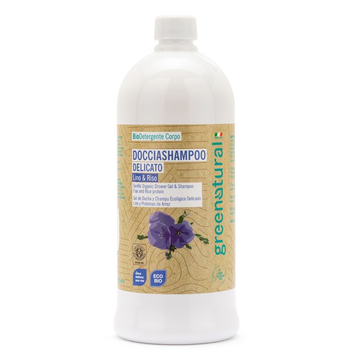 Duschnachfüllpackung Eco-Bio Leinen- und Reisprotein Delicate Shampoo 1 Liter