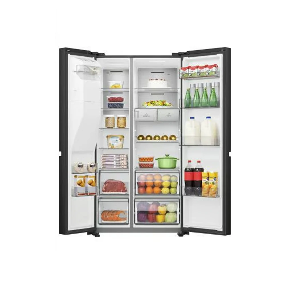 Hisense Side-by-Side-Kühlschrank, Frostschutz, 632 LT, SMART, 91 CM, SCHWARZ, RS818N4TFE