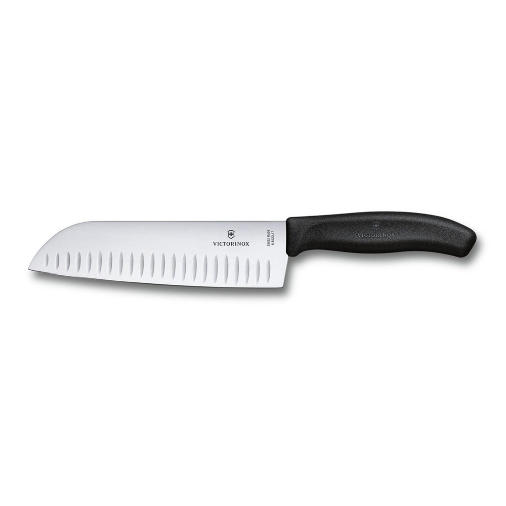 Blistermesser Santoku Hohlklinge 17 cm schwarz - Victorinox Swissclassic