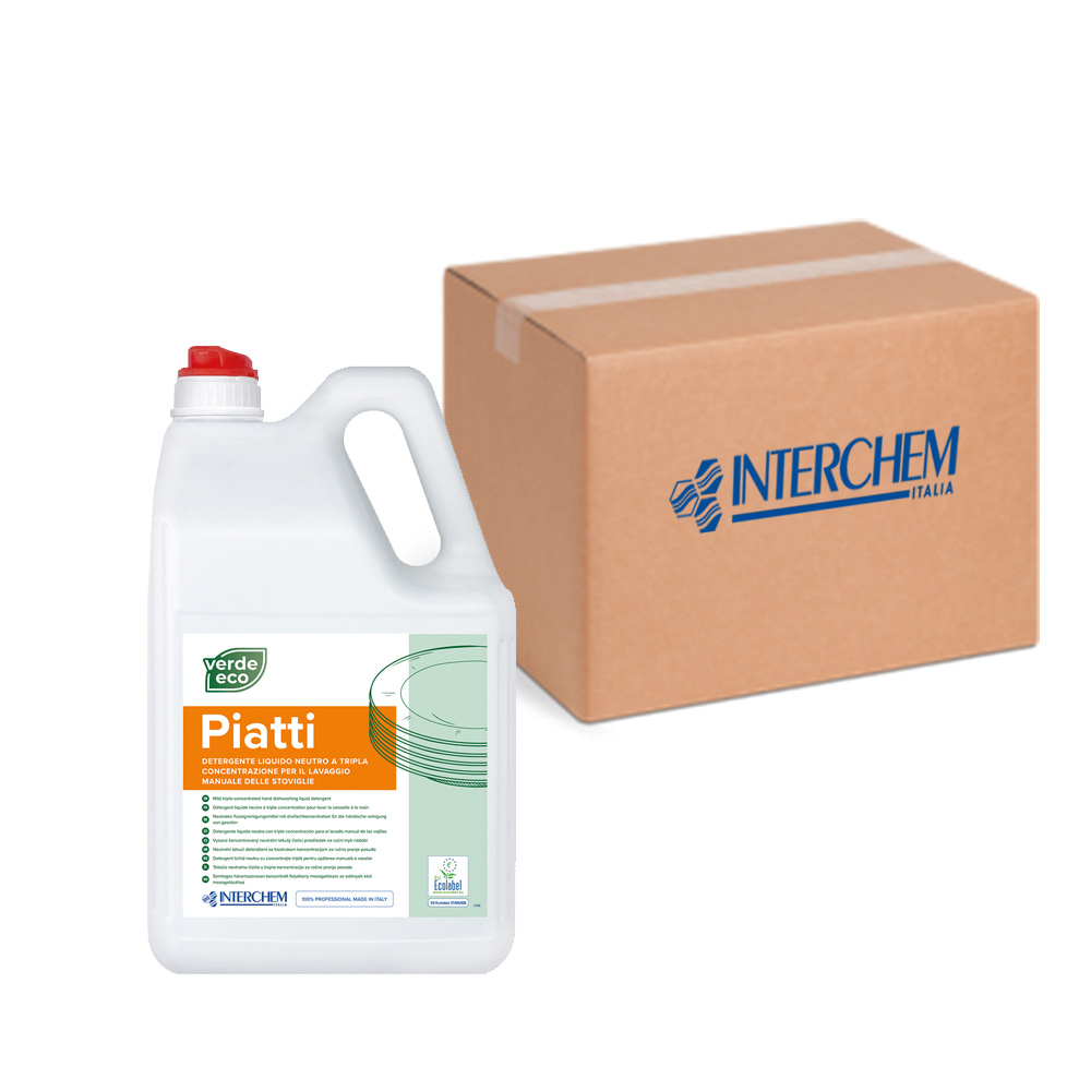 Schachtel mit 4 Dosen manuelles Geschirrspülmittel Green Eco Plates 5 Liter