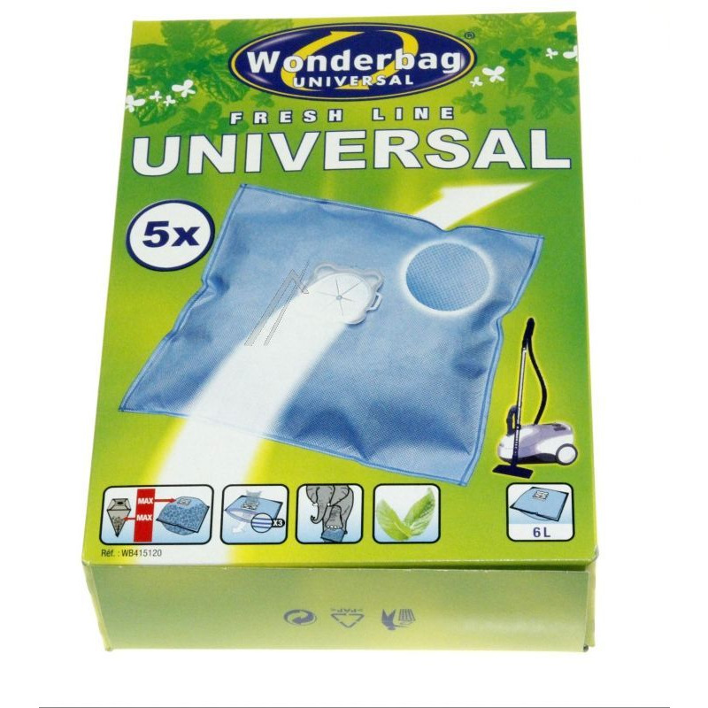 Wonderbag Mint Aroma Universalbeutel für Rowenta Staubsauger, 5 Stück