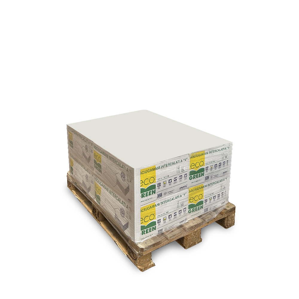 Verpackung: 8 Schachteln mit V-gefalteten Papiertüchern von Eco Sticker, jeweils 20 Packungen