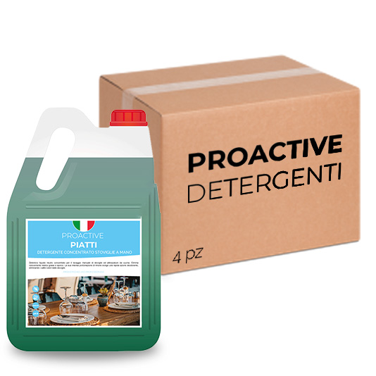 Schachtel mit 4 Dosen Spülmittel für Handgeschirr ProActive Dishes 5 Liter