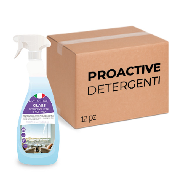 Packung mit 12 Stück Glasreiniger und Mehrzweckglas ProActive Glass 750 ml