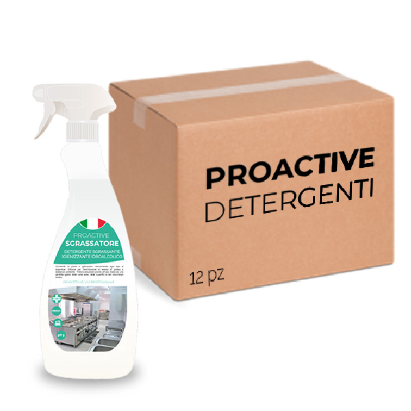 Packung mit 12 Stück ProActive 750 ml hydroalkoholisches desinfizierendes Entfettungsmittel